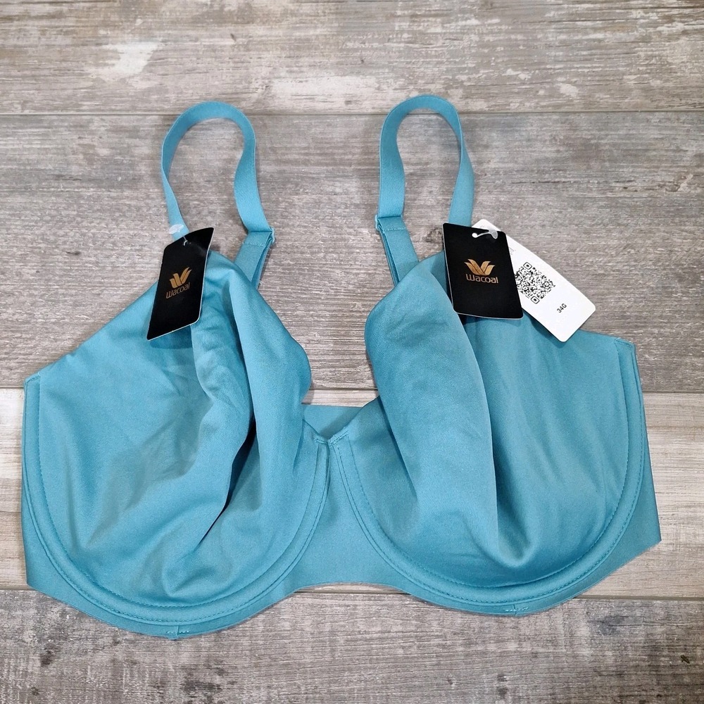 New Women's WACOAL 855451 Brittany Blue Sleek Standard Underwire Bra Size 34G